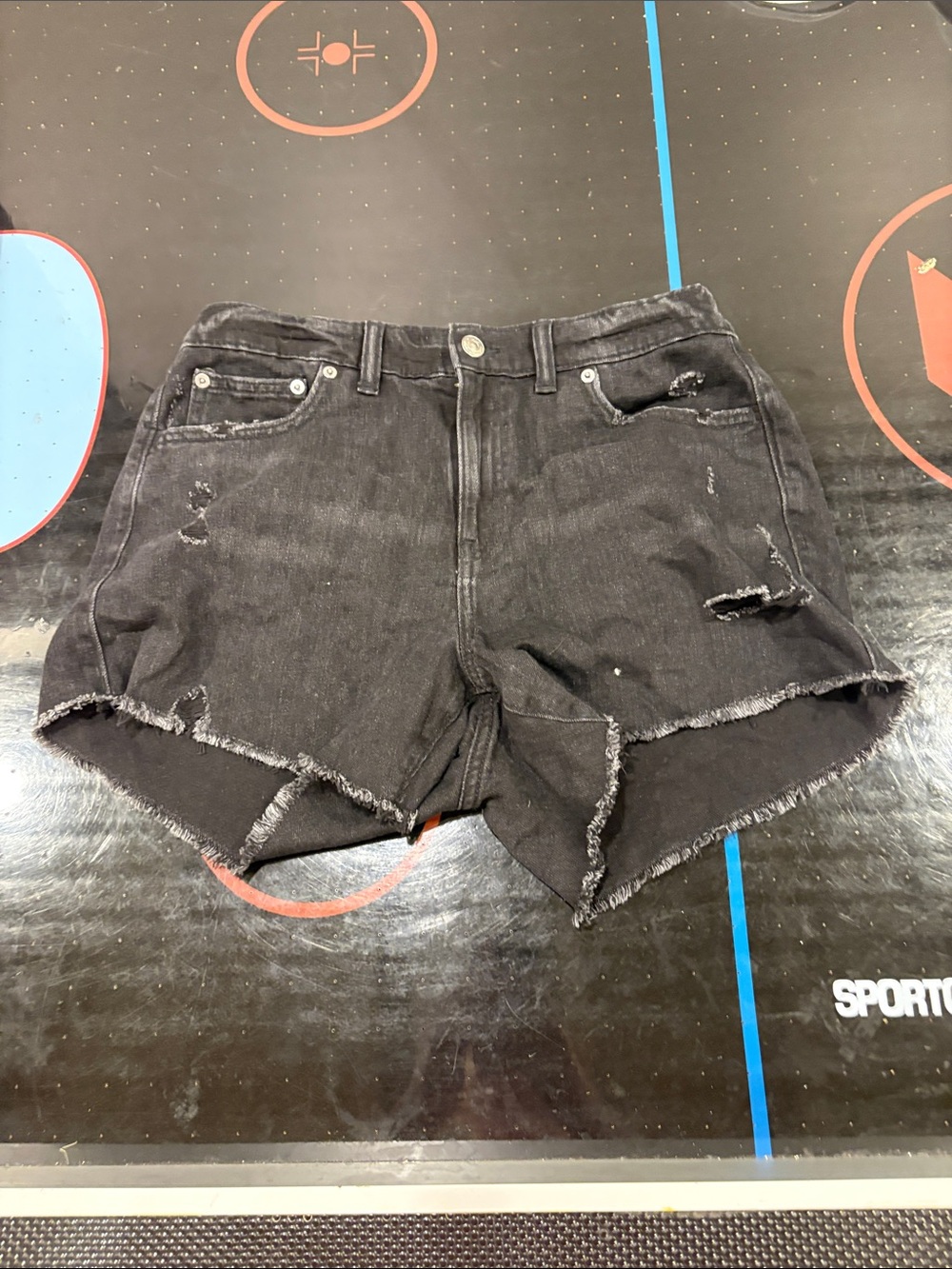 aerie Black Distressed Denim Cutoff Shorts